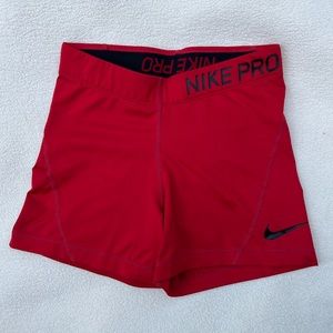 Red Nike Pro Spandex Shorts